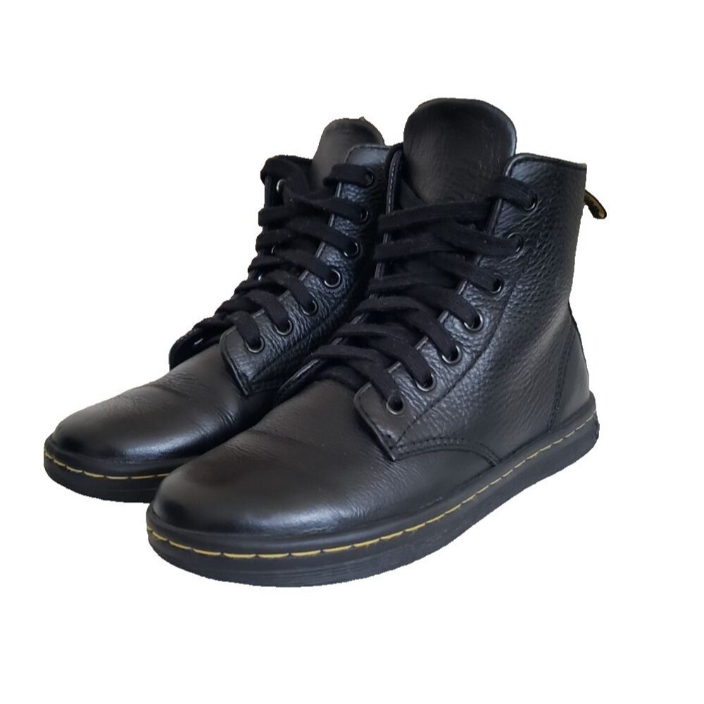 Dr. Martens Women's Leyton Ankle Boot Soft Black Leather Size 5 Air Wair 7 Eye